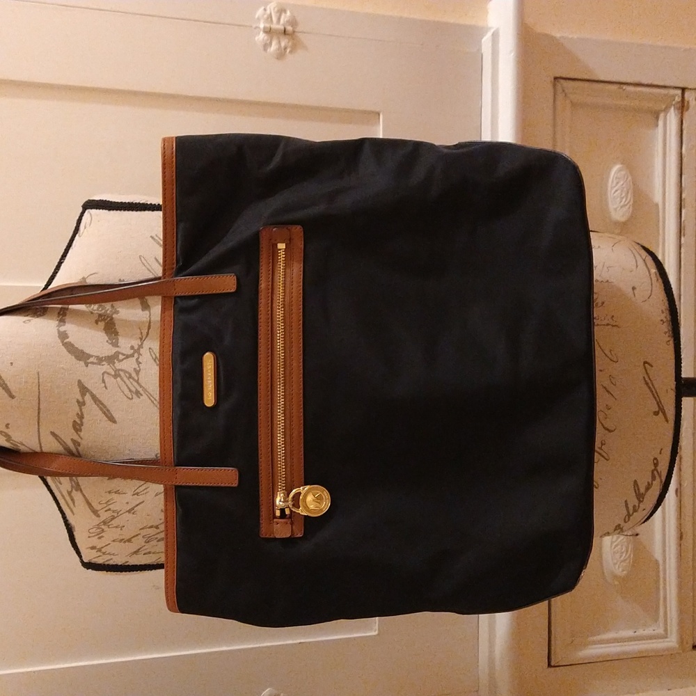 Michael Kors black and brown nylon shoulder bag